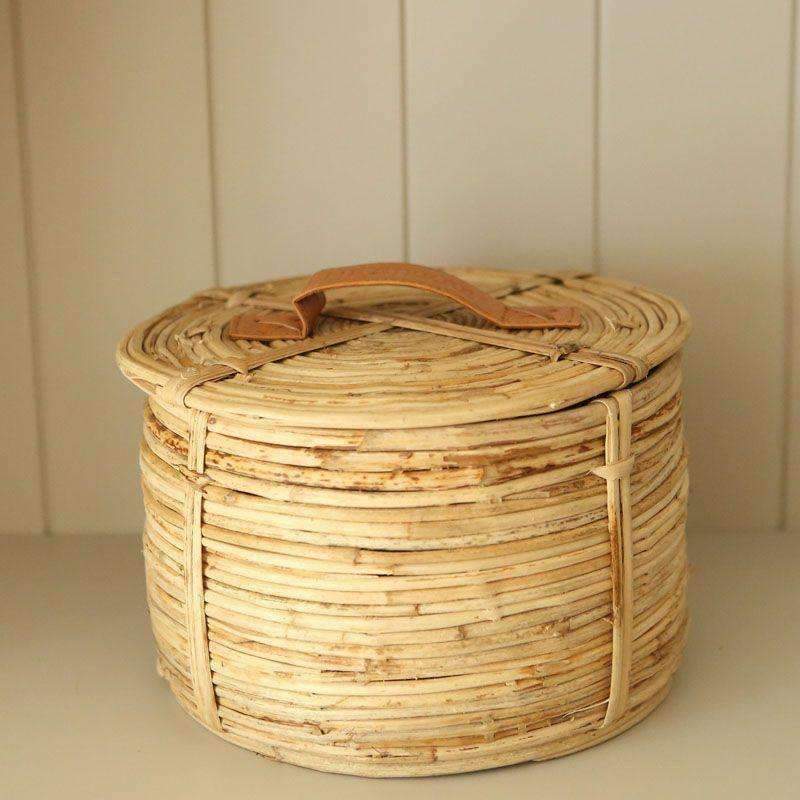 Lene Bjerre Organic Rattan Round Lidded Storage Basket