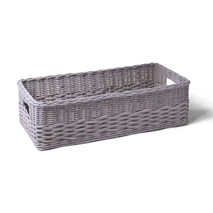 Ombak Weave Narrow Underbed Storage Basket, Small, Batu Grey