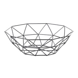 1 Pc Fruit Basket Geometric Vegetable Wire Kitchen Storage Basket Metal Bowl Container Desktop