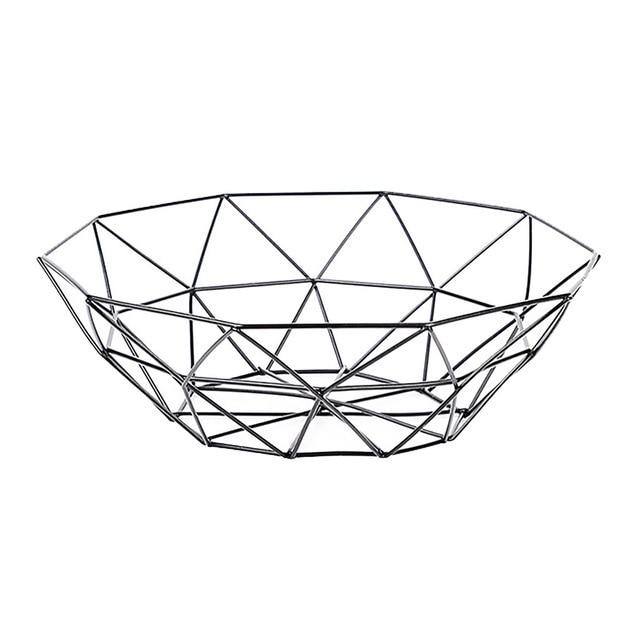 1 Pc Fruit Basket Geometric Vegetable Wire Kitchen Storage Basket Metal Bowl Container Desktop