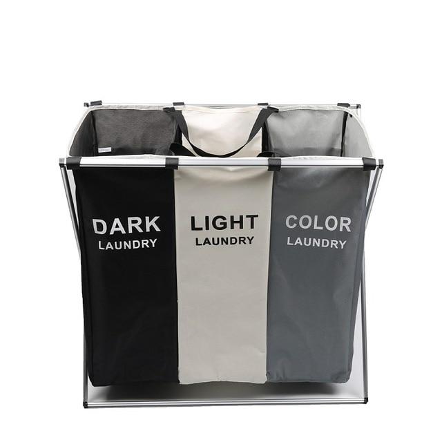 Foldable Dirty Laundry Basket Organizer Collapsible Three Grid Laundry Hamper