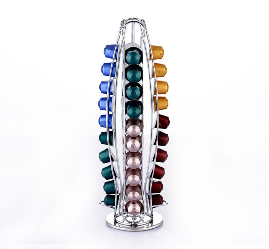 40 Cups Coffee Pod Holder Stainless steel Nespresso Capsules Rack Rotary Rack Rotating Stand Rack Storage  Basket Free Shipping
