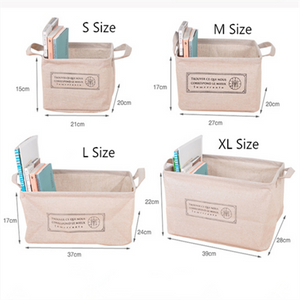 1 Pc Cotton Linen Desktop Storage Organizer Sundries Storage Box Cabinet Underwear Basket Printing