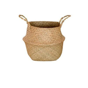 Bamboo Storage Baskets Foldable Laundry Straw