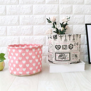 Foldable 11 Colors Cartoon Printed Canvas Storage Basket For Your Crafts &Jewelery