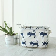 Load image into Gallery viewer, Cotton Linen Sundries Organizer Cartoon Cosmetic Toy Storage Basket