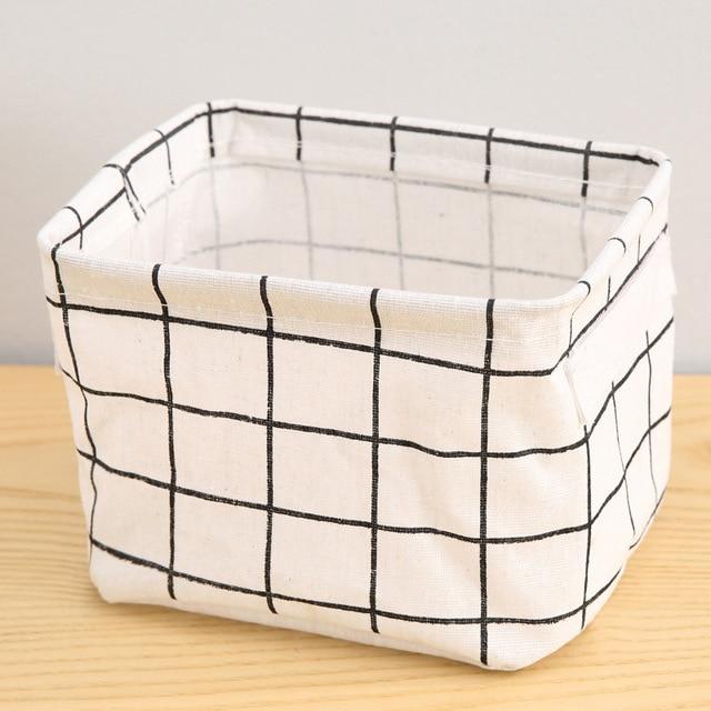 DIY Desktop Organize Folding Linen Toy Cosmetic Organizer Storage Basket