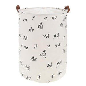 Folding Drawstring Canvas Laundry Basket Dirty Clothes Container