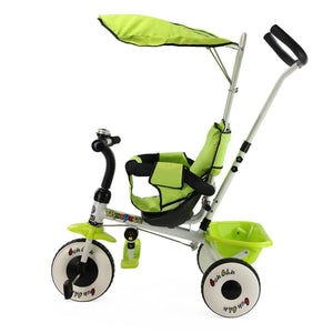 4-In-1 Baby Stroller Tricycle Toy Bike with Canopy Basket-Green