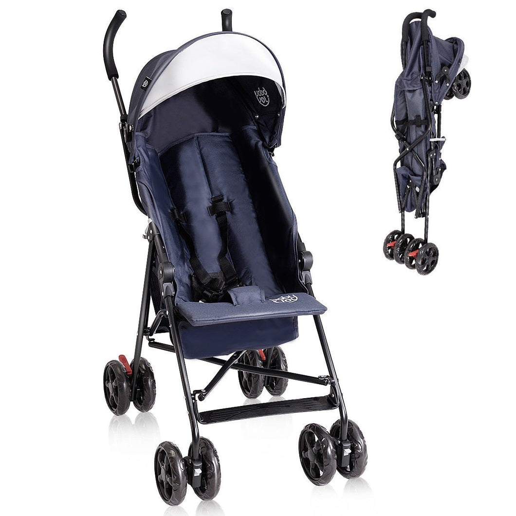 Lightweight Baby Toddler Stroller with Canopy and Storage Basket-Dark Blue