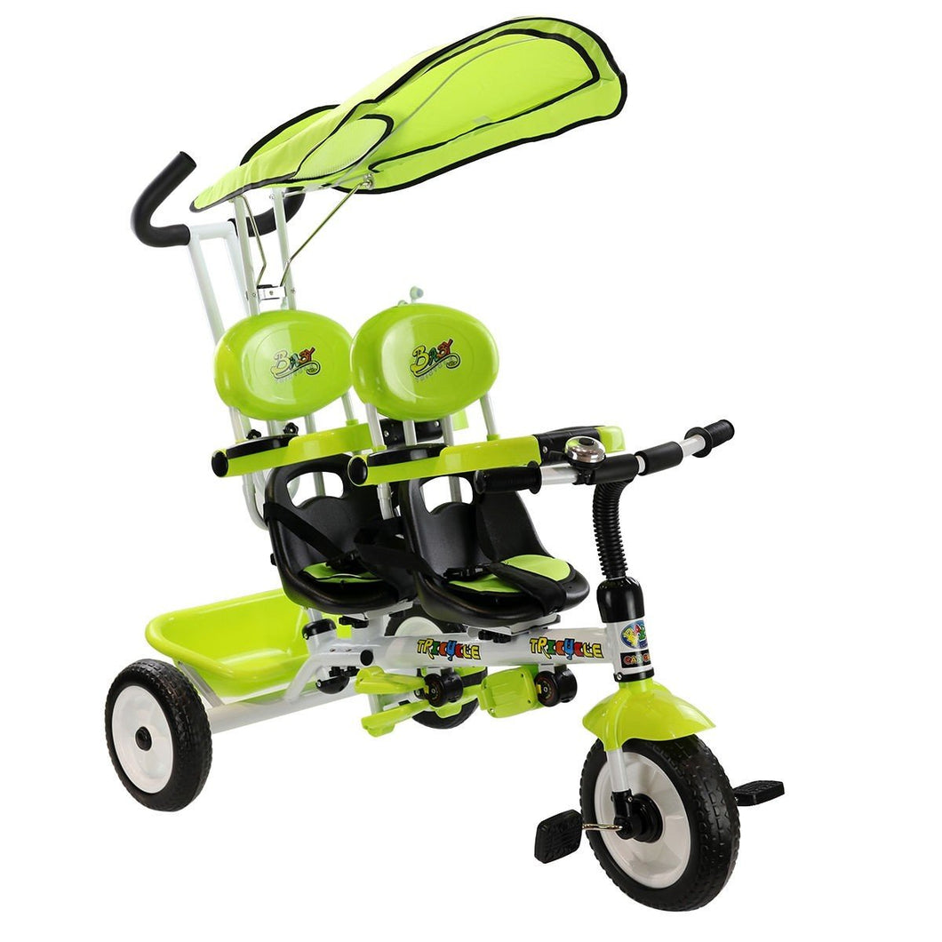 4 In 1 Twins Kids Baby Stroller Safety Double Rotatable Seat-Green