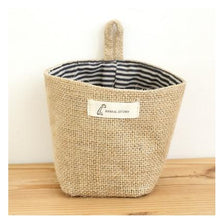 Load image into Gallery viewer, 1 Pc Storage box jute with cotton lining sundries basket mini desktop storage bag hanging bags