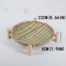 Load image into Gallery viewer, Handmade Woven Bamboo Fruit Basket Wicker Straw Food Bread Organizer Kitchen Storage Decorative Gift Small Dish Round Plate