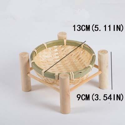 Handmade Woven Bamboo Fruit Basket Wicker Straw Food Bread Organizer Kitchen Storage Decorative Gift Small Dish Round Plate