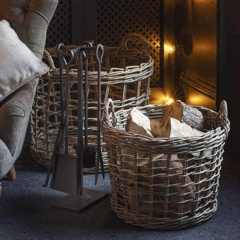 Set of 2 Open Weave Baskets - Rattan