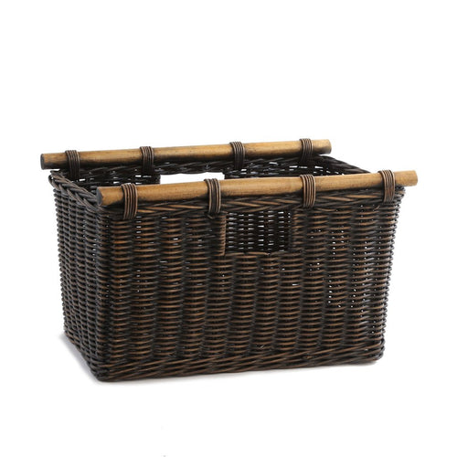 Tall Narrow Wicker Storage Basket in Antique Walnut Brown, size M | The Basket Lady